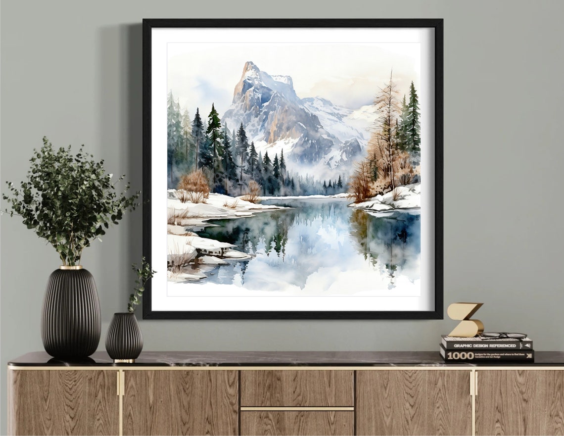 Winter Mountain Landscape Neutral Wall Art - Image 4