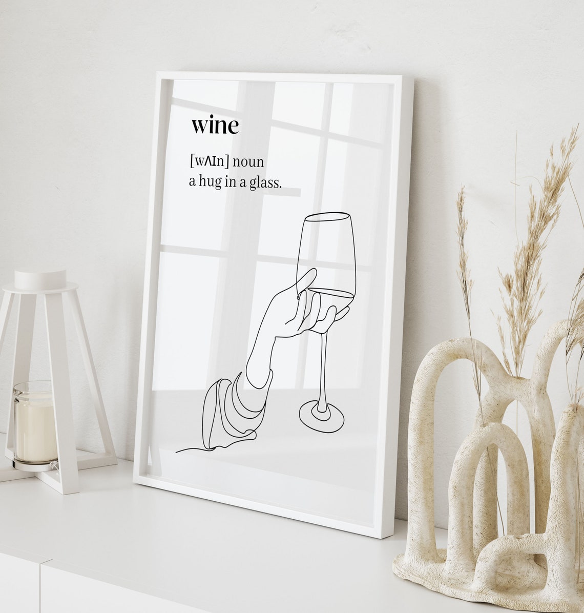 Wine Definition Hug In A Glass Home Bar Line Art Decor Poster - Image 3