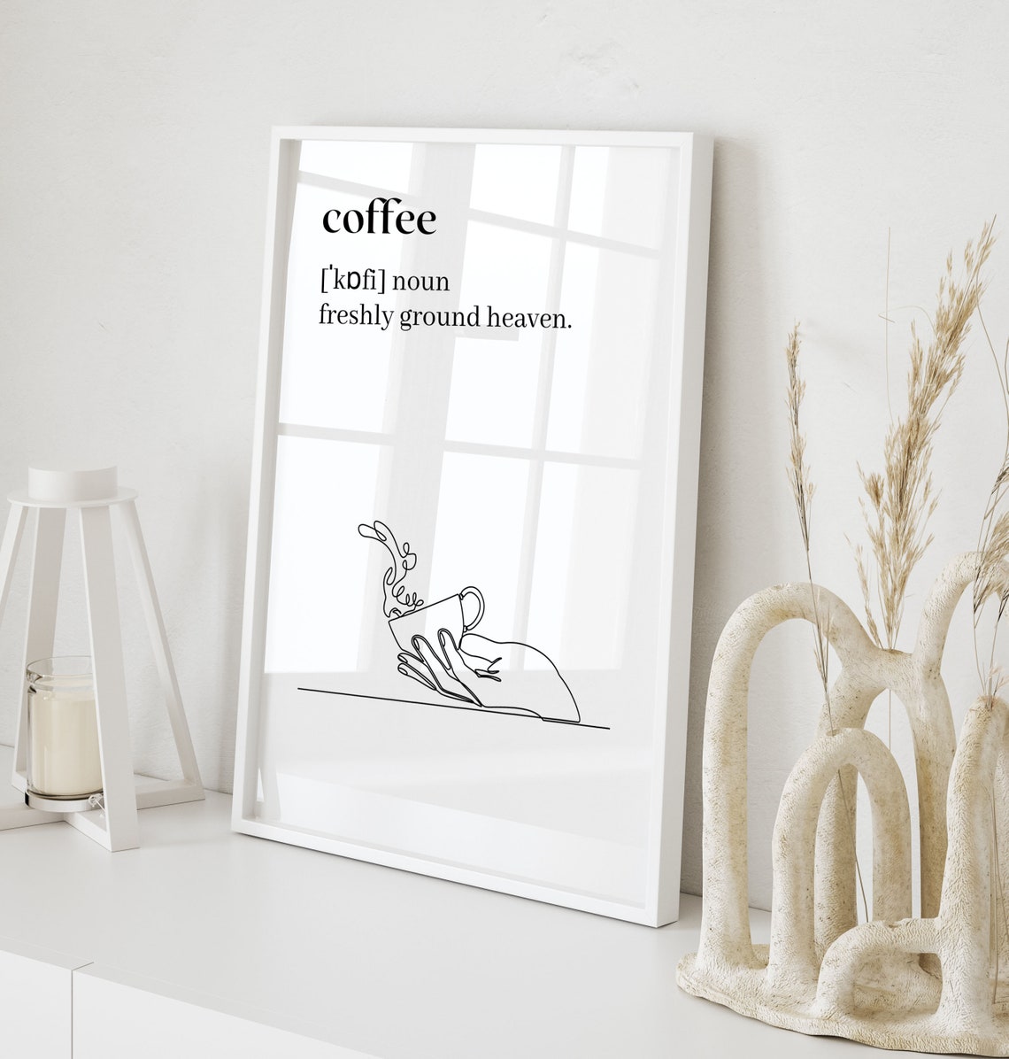 Coffee Definition Freshly Ground Heaven Kitchen Line Art Poster - Image 5