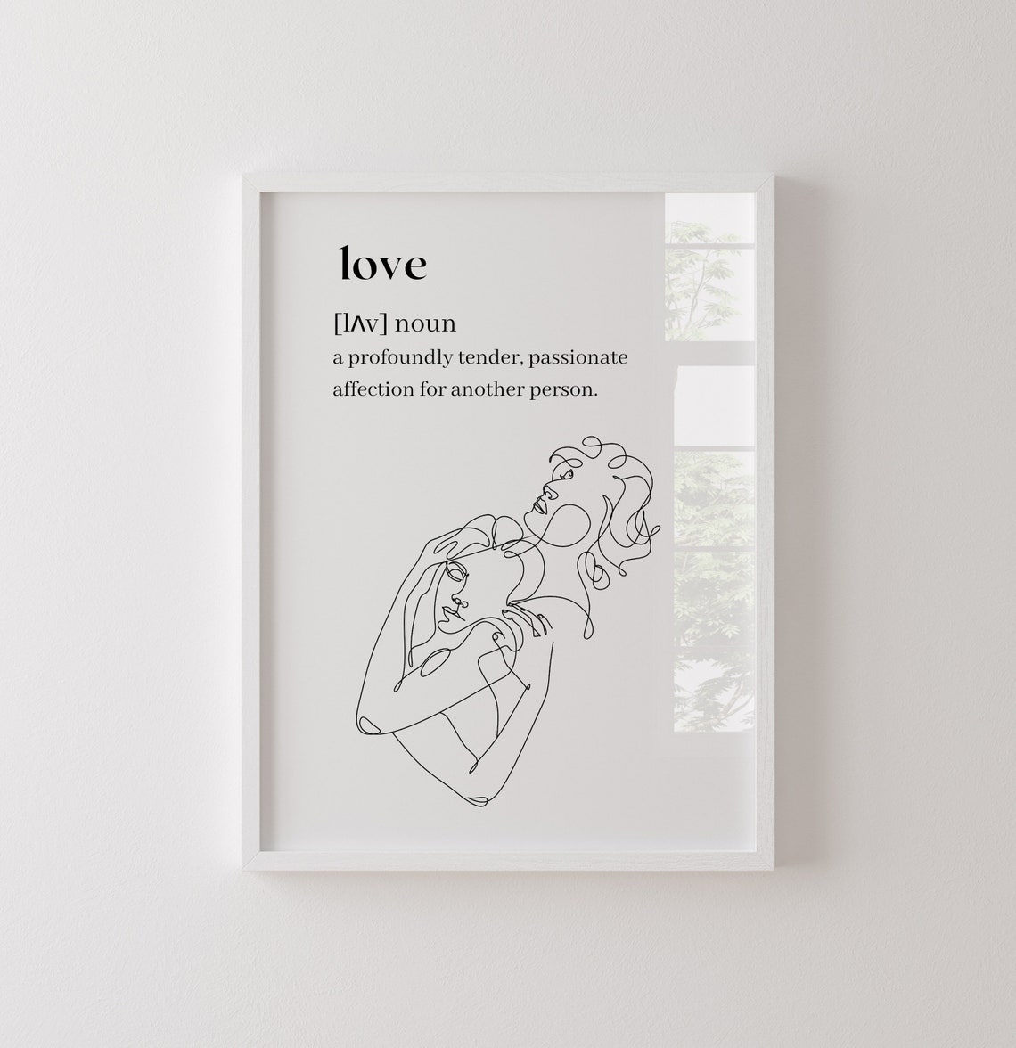 Love Dictionary Definition Line Art Couple Minimalist Poster