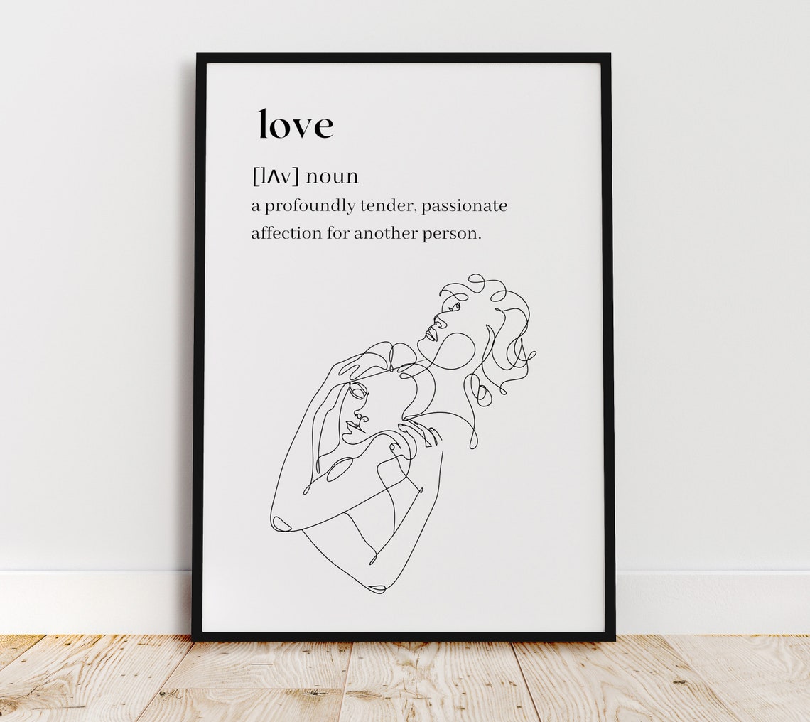 Love Dictionary Definition Line Art Couple Minimalist Poster - Image 8