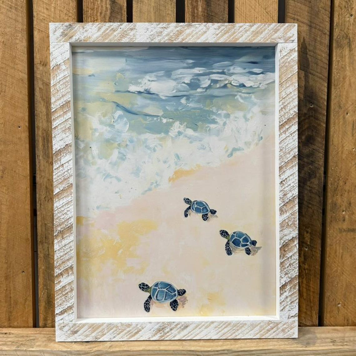 Baby Sea Turtles Heading Toward The Ocean Beach Scene Poster