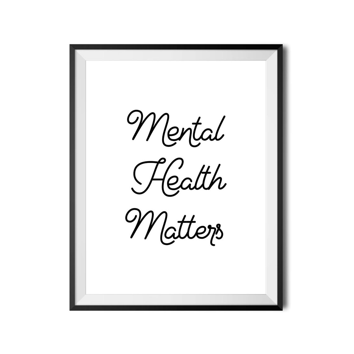 Mental Health Matters Self Care Script Typography Minimalist Poster - Image 3