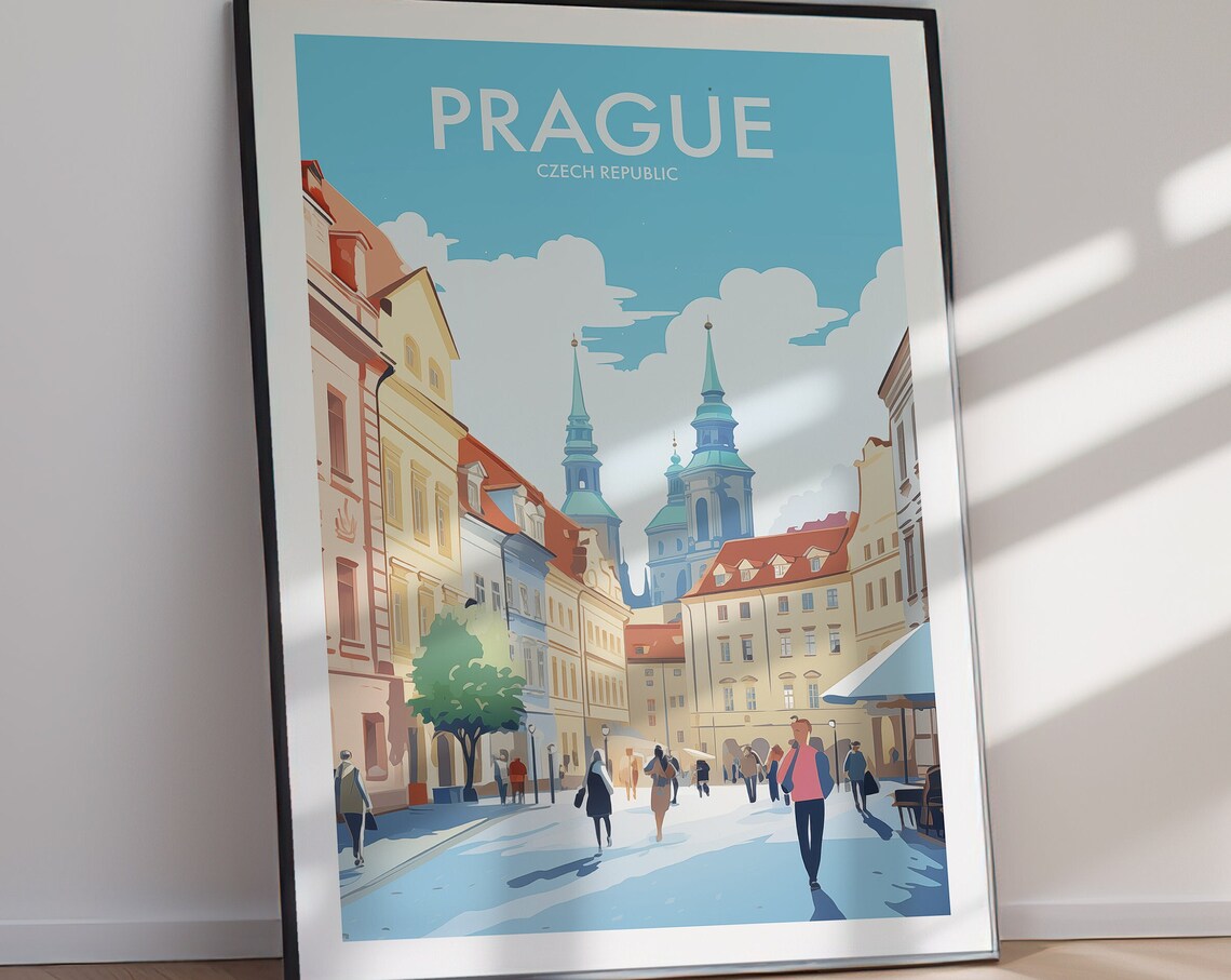 Prague Czech Republic Old Town Street Baroque Spires Travel Poster - Image 2