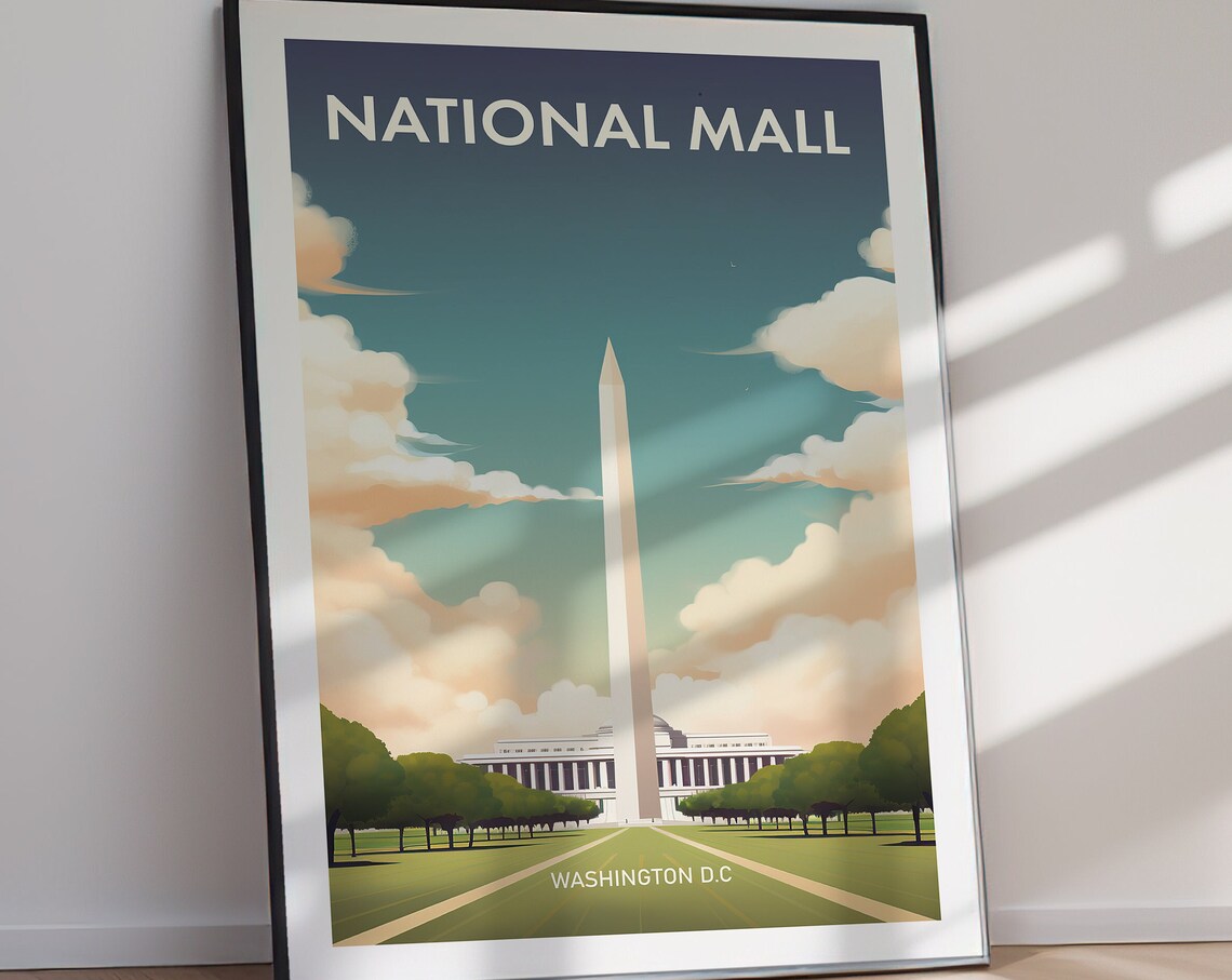 National Mall Washington DC Monument Mall Landmark Travel Poster - Image 3