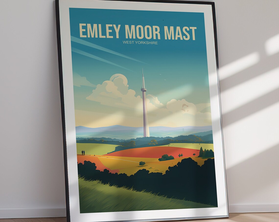 Emley Moor Mast Yorkshire Travel Poster, Art Print - Image 3