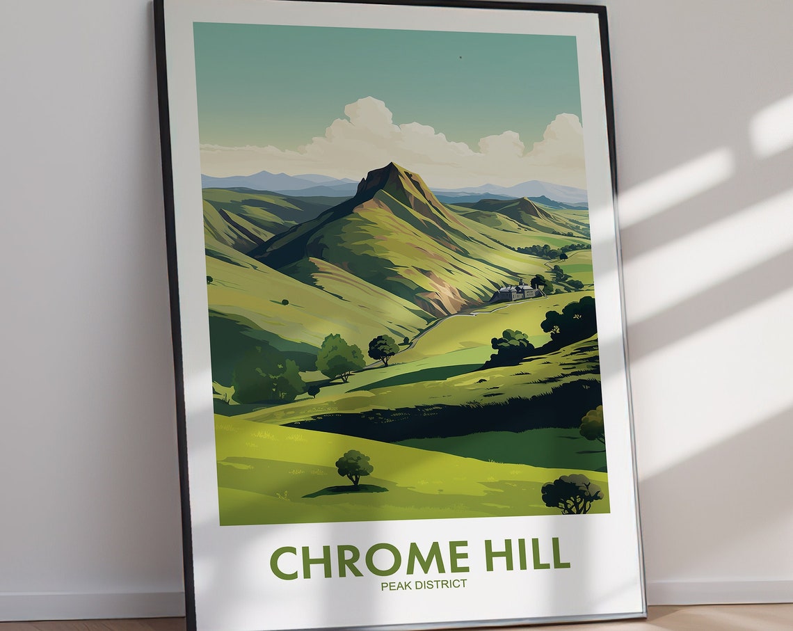 Chrome Hill Peak District Green Hills Peak Summit Travel Poster - Image 2