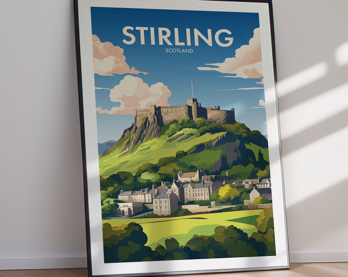 Stirling Scotland Hilltop Castle Over Old Town Travel Poster - Image 3