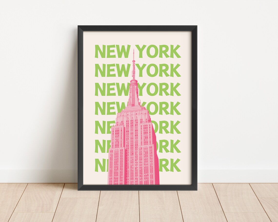 New York City Retro Travel Poster, Empire State Building - Image 3