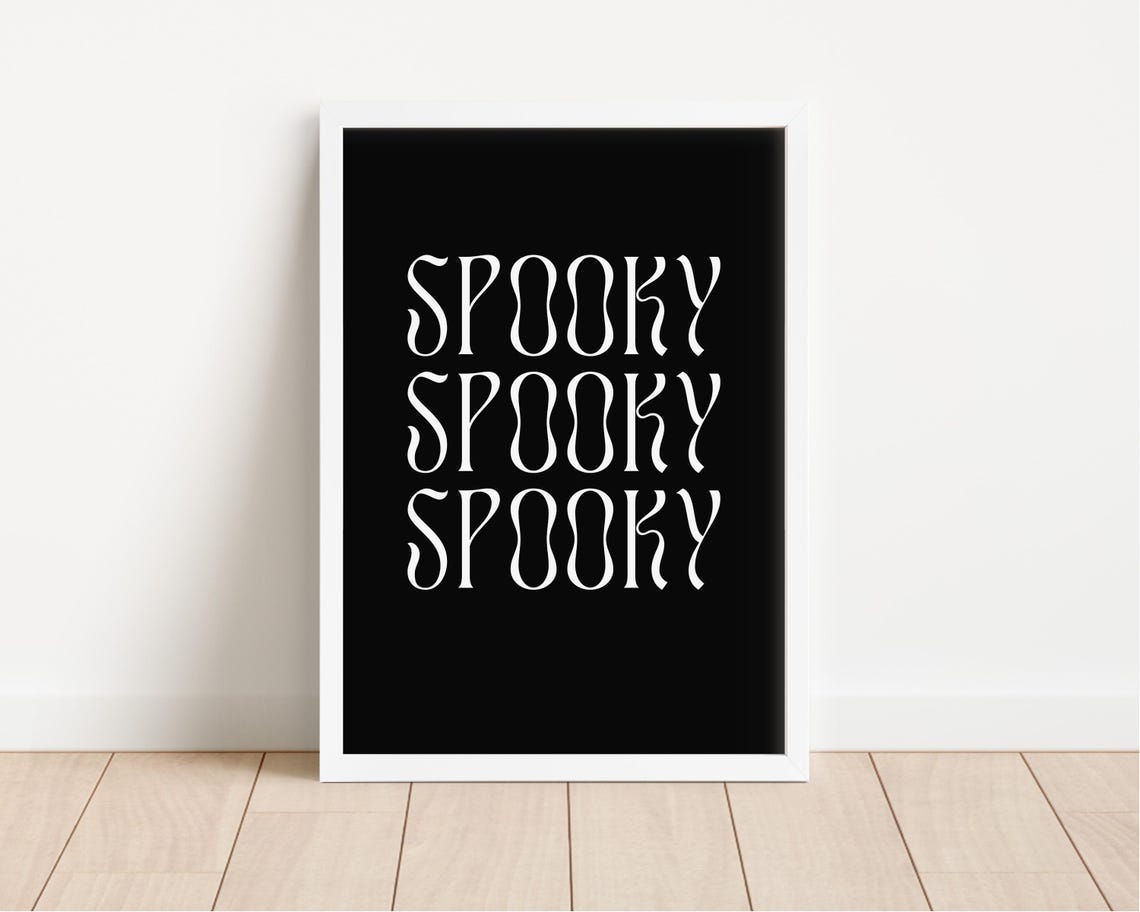 Spooky Spooky Spooky Retro Typography Black Halloween Poster - Image 2