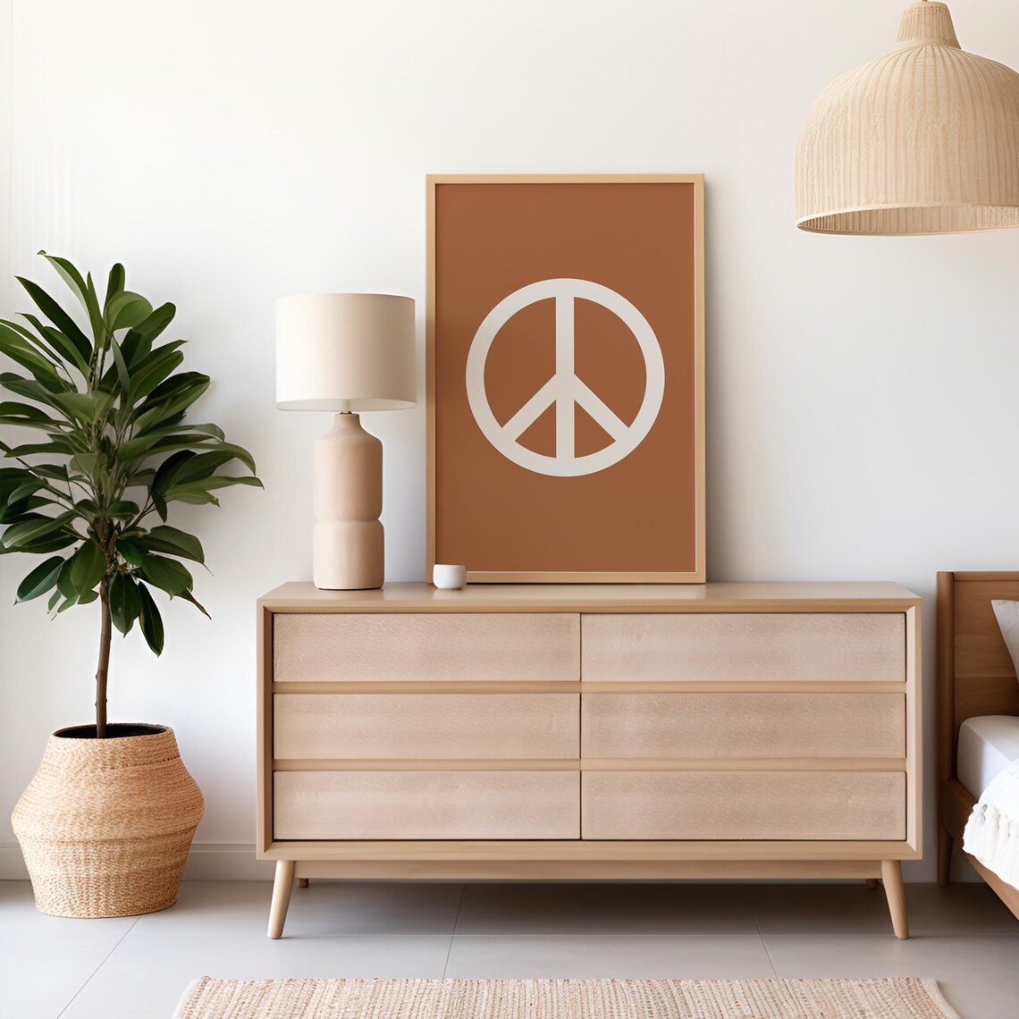 Peace Symbol Poster Terracotta Minimalist Boho Nursery Kids Room Decor - Image 4