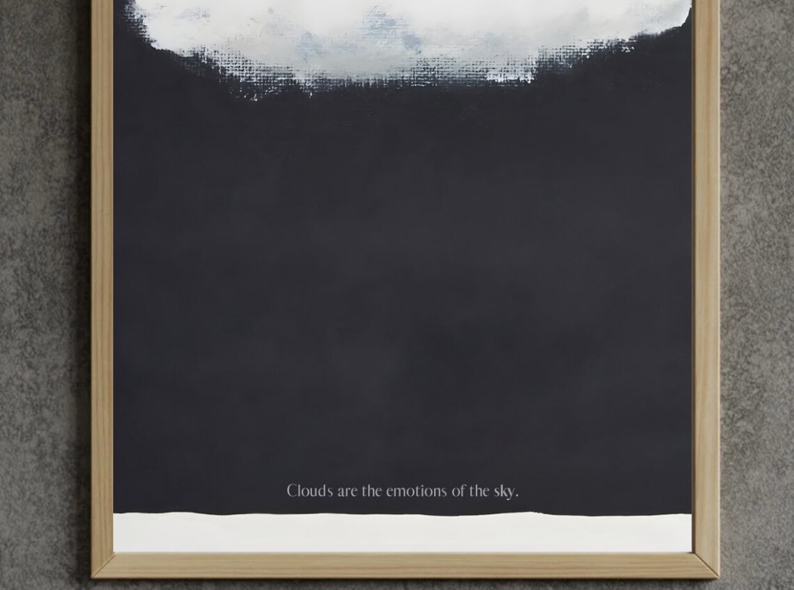 Blue Cloud Painting, Surreal Abstract Decor - Image 4