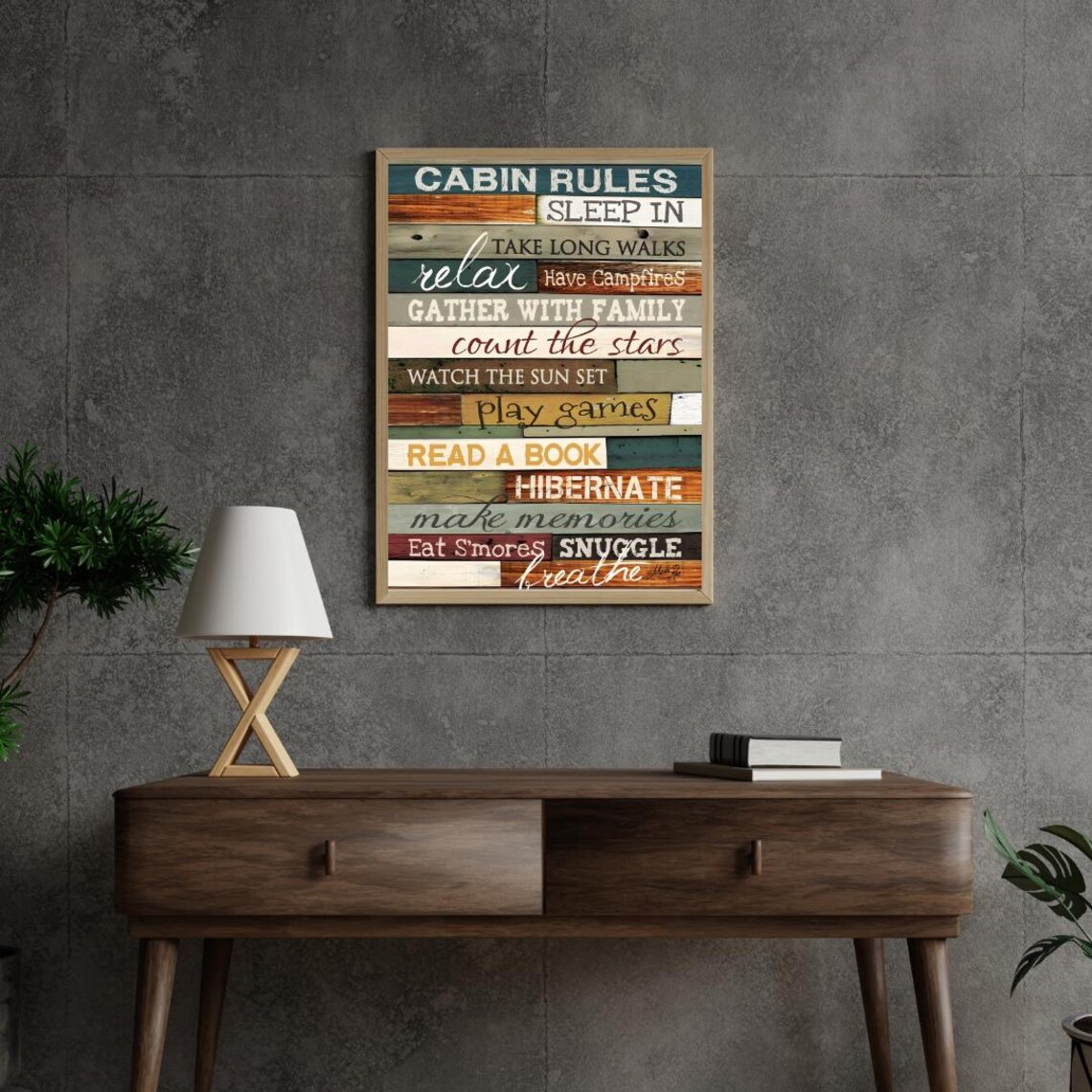 Cabin Rules Minimalist Poster, Rustic Cabin Decor - Image 3
