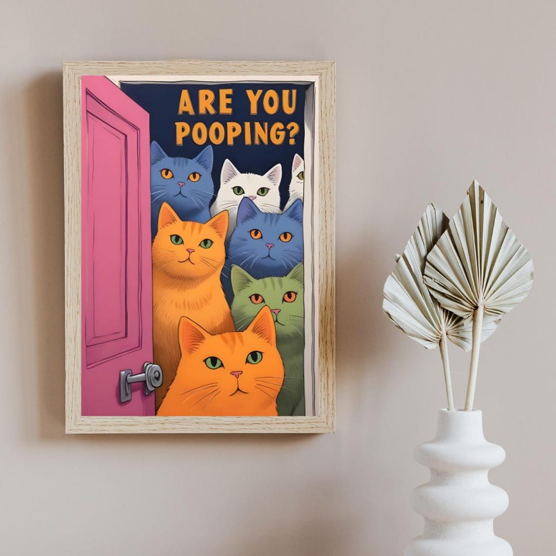 Are You Pooping? Funny Cat Bathroom Art Poster - Image 2