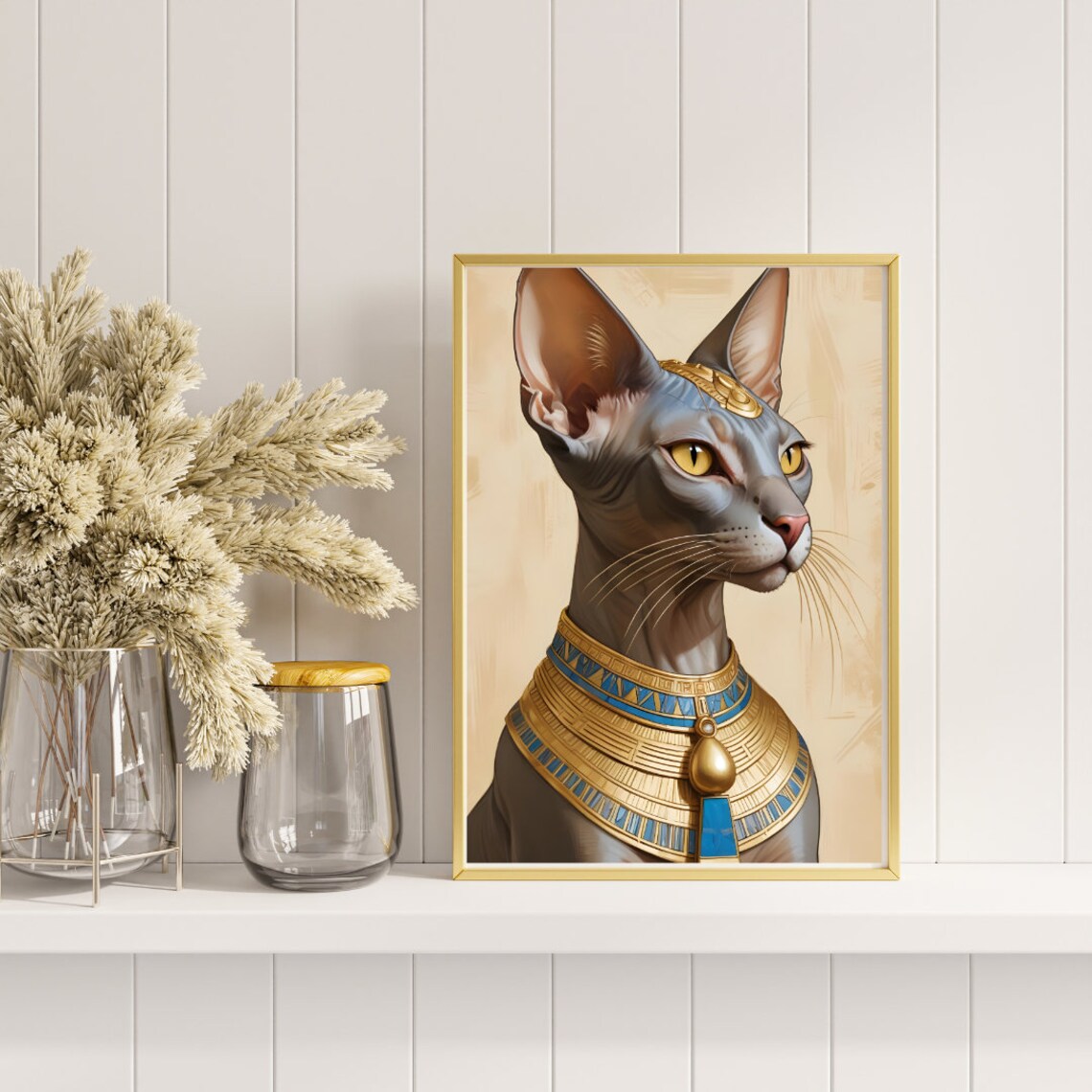 Egyptian Bastet Cat, Minimalist Art Print - Image 2