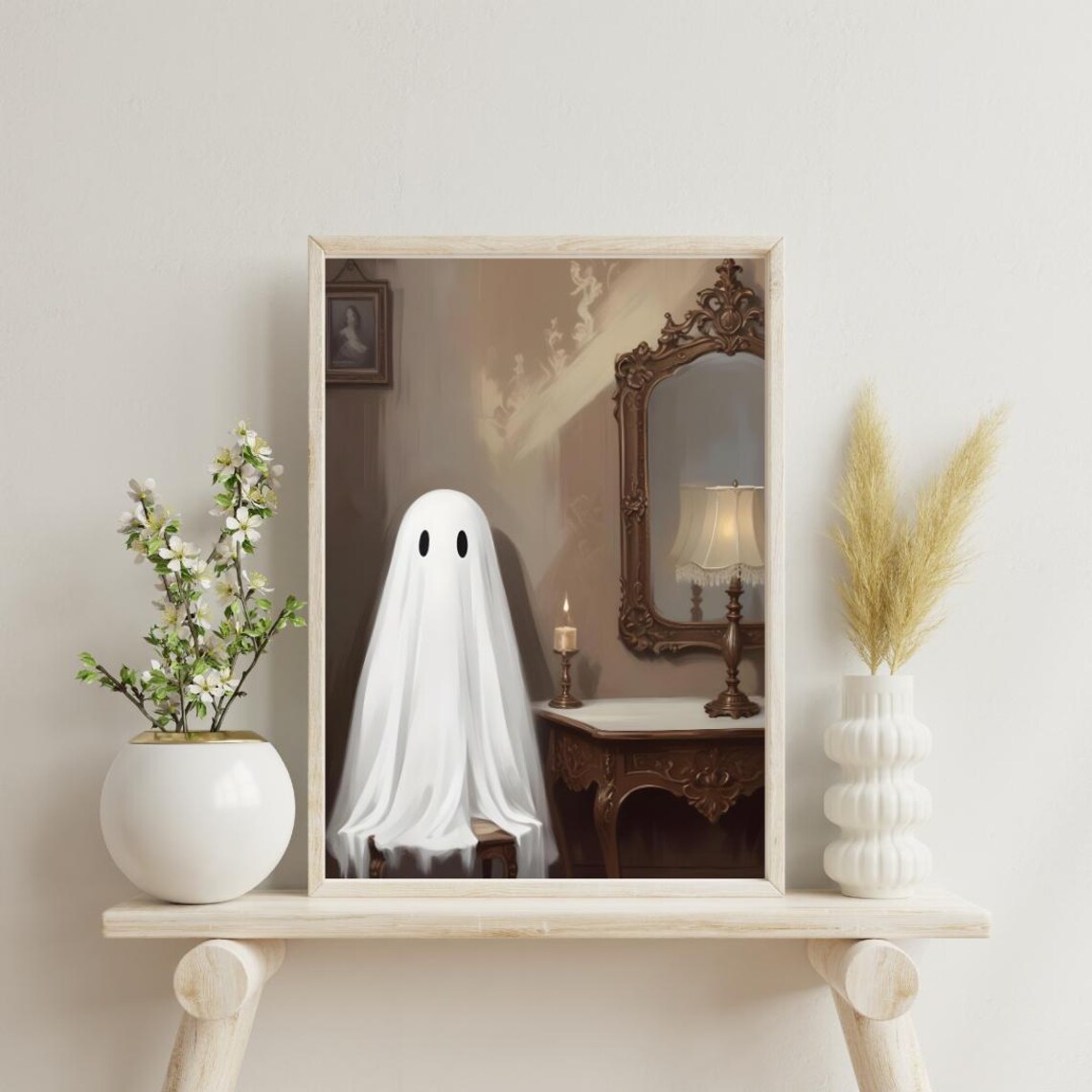 Vintage Ghost By The Dresser, Spooky Halloween Decor - Image 3