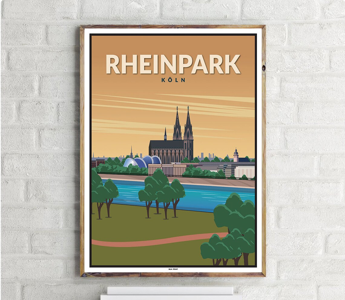 Rheinpark Vintage Travel Poster, Place Name