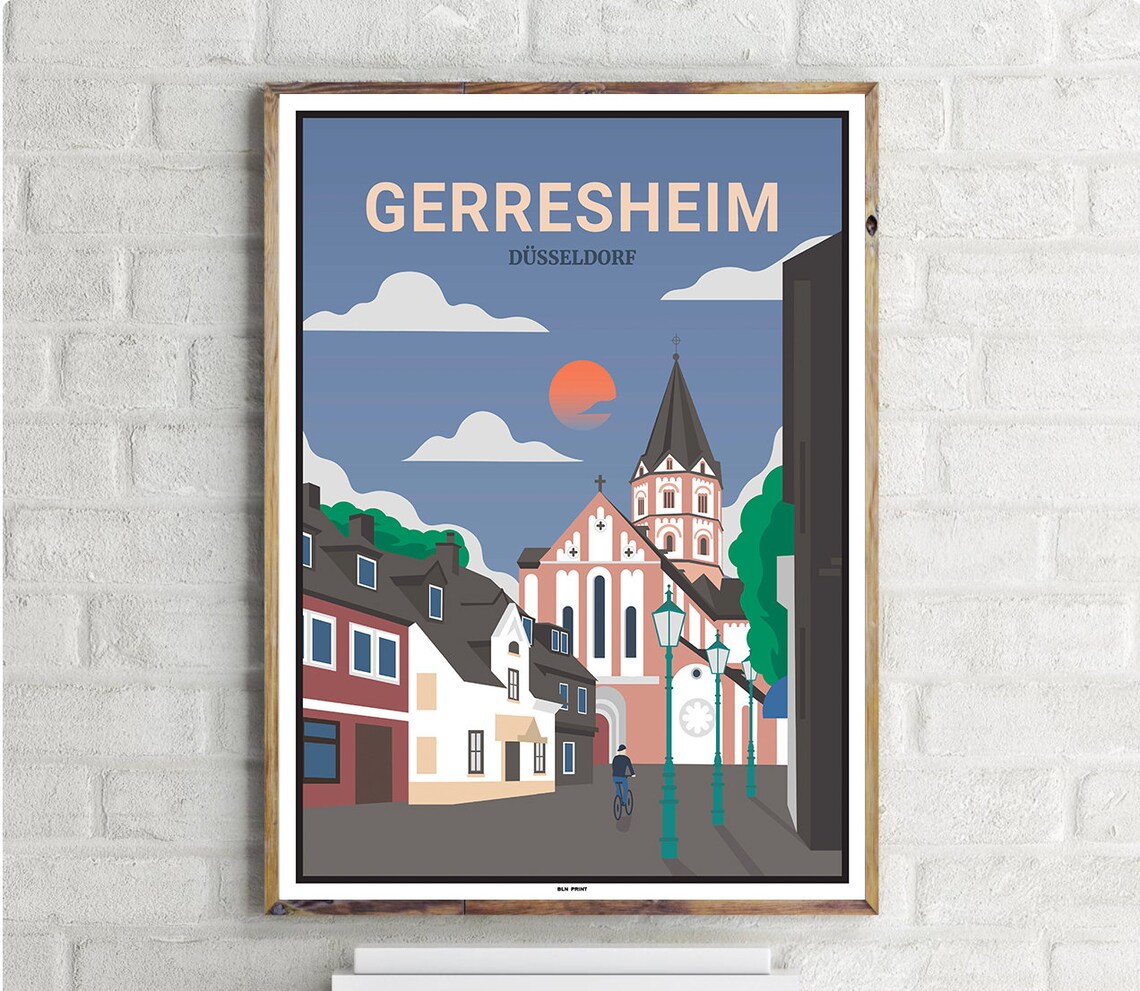 Dusseldorf Gerresheim Vintage Travel Poster