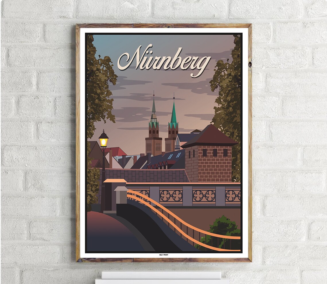 Lorenzkirche Nurnberg Vintage Travel Poster