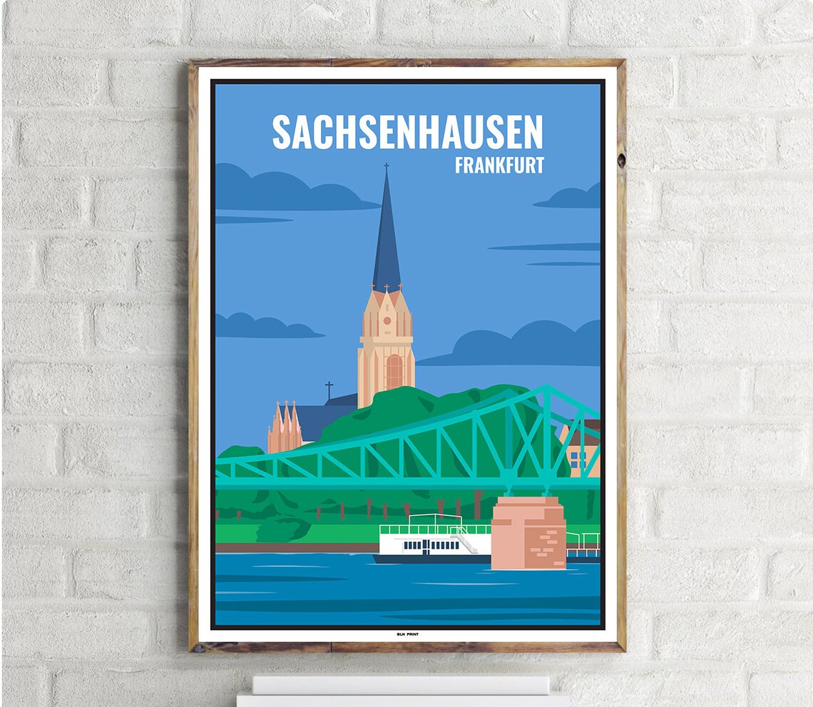 Frankfurt Sachsenhausen Vintage Travel Poster