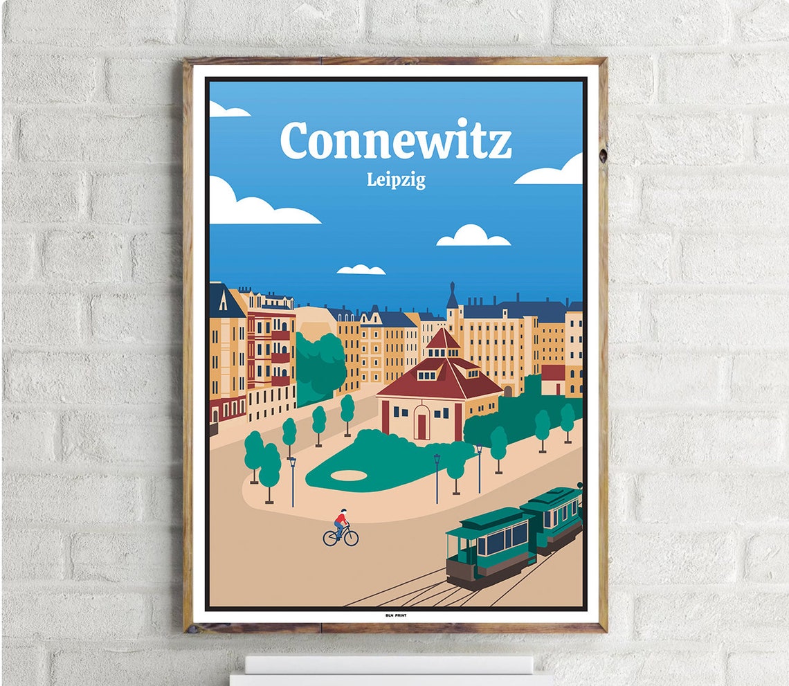 Leipzig Connewitz Vintage Travel Poster