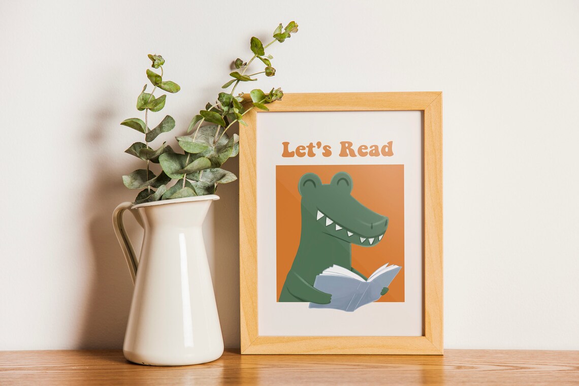 Kids Reading Art Print, Reading Room Decor - Image 3
