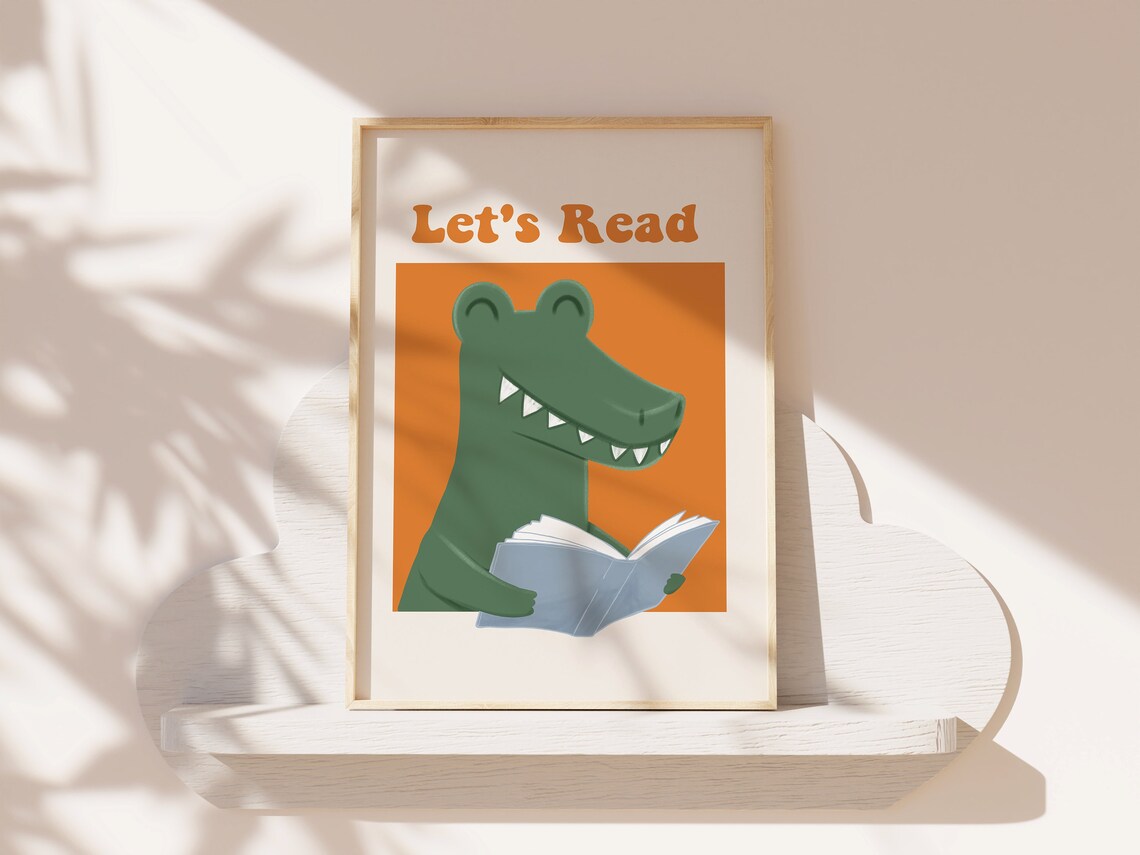 Kids Reading Art Print, Reading Room Decor