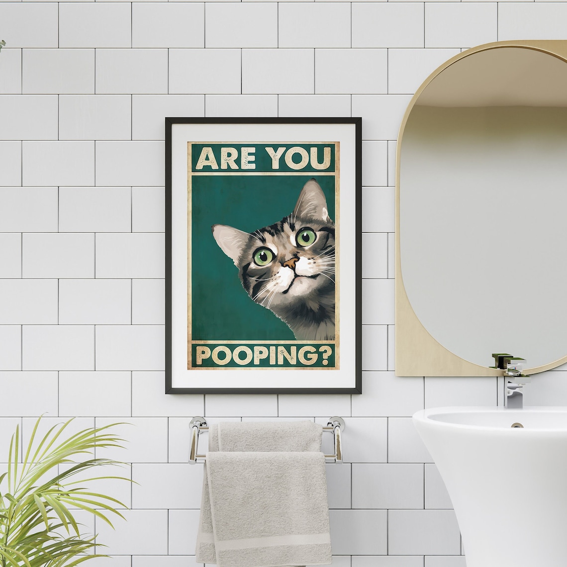 Are You Pooping Cat Funny Bathroom Poster