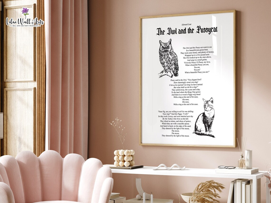 The Owl And The Pussycat Poem Art Print, Edward Lear - Image 4