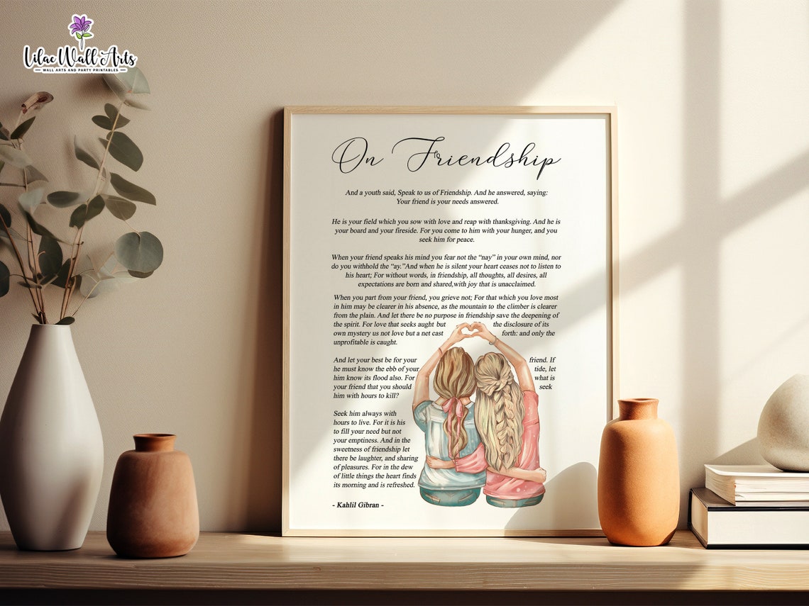 On Friendship Kahlil Gibran Poem Best Friend Gift Illustration Poster - Image 4