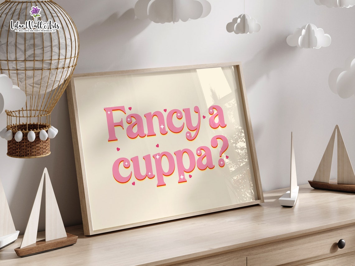 Fancy A Cuppa Retro Pink Kitchen Quote Tea Lover Wall Decor Poster - Image 6