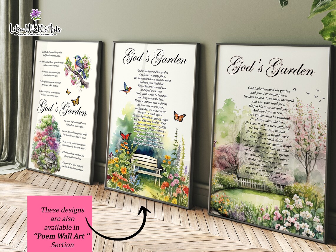Gods Garden Sympathy Poem Memorial Art Print - Image 5