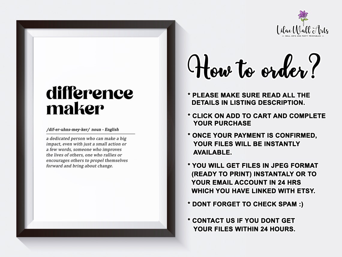 Difference Maker Inspirational Dictionary Definition Wall Print - Image 2