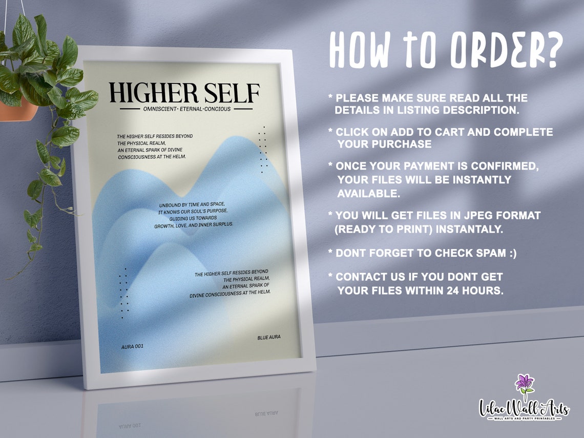 Higher Self Blue Aura Poster Spiritual Consciousness Quote Art - Image 4