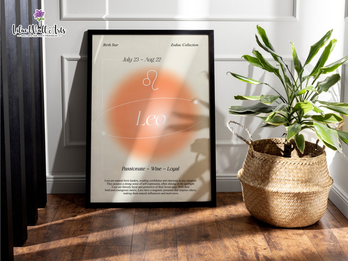 Leo Zodiac Orange Aura Poster July 23 Aug 22 Birth Star Gift - Image 3