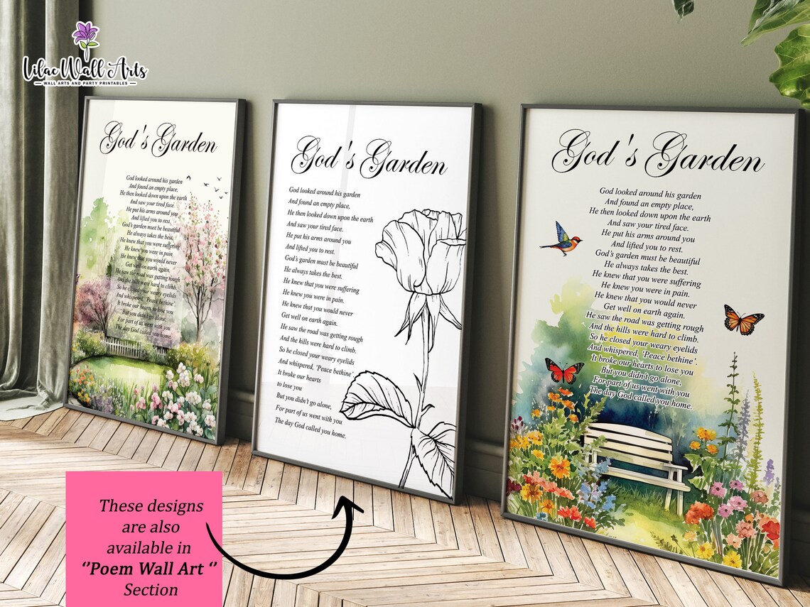 Gods Garden Sympathy Poem, In Loving Memory Art Print - Image 5