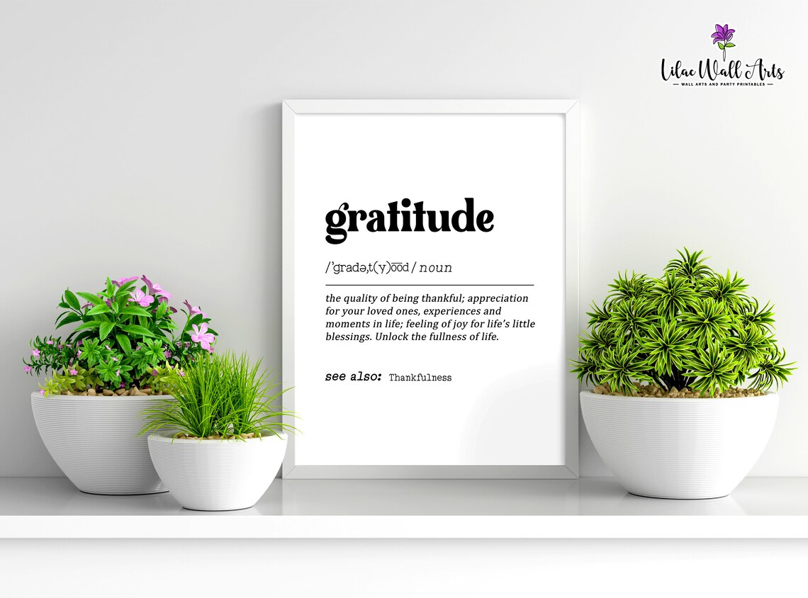 Gratitude Definition Inspirational Quote Art Print - Image 3
