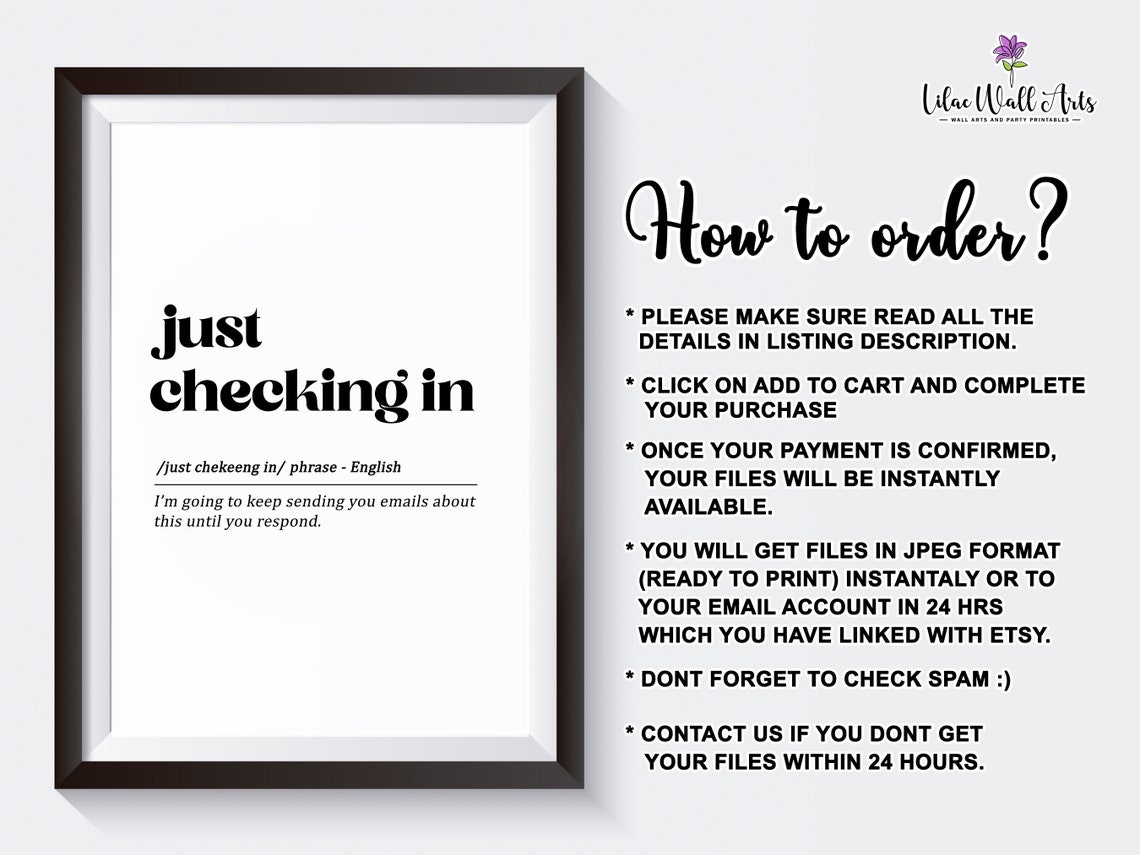 Just Checking In Funny Office Dictionary Definition Wall Print - Image 2