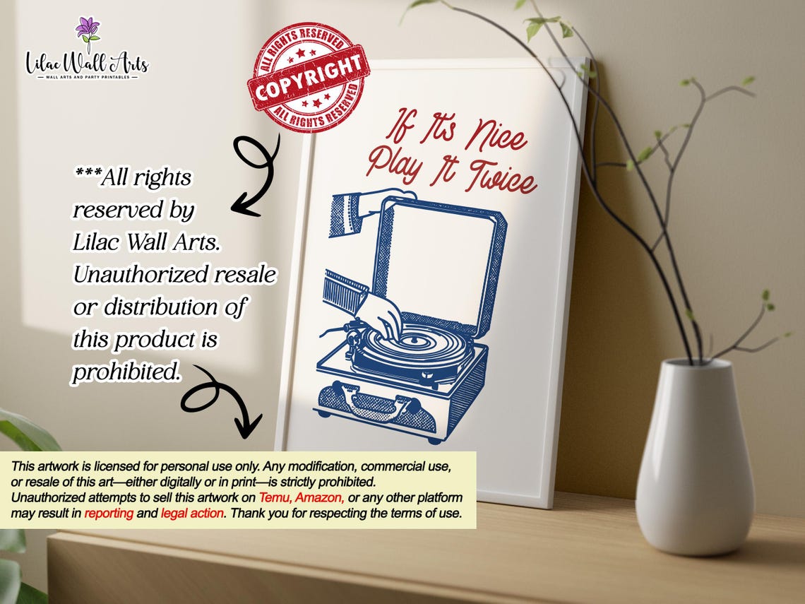 If It Is Nice Play It Twice Retro Record Player Vinyl Music Poster - Image 2