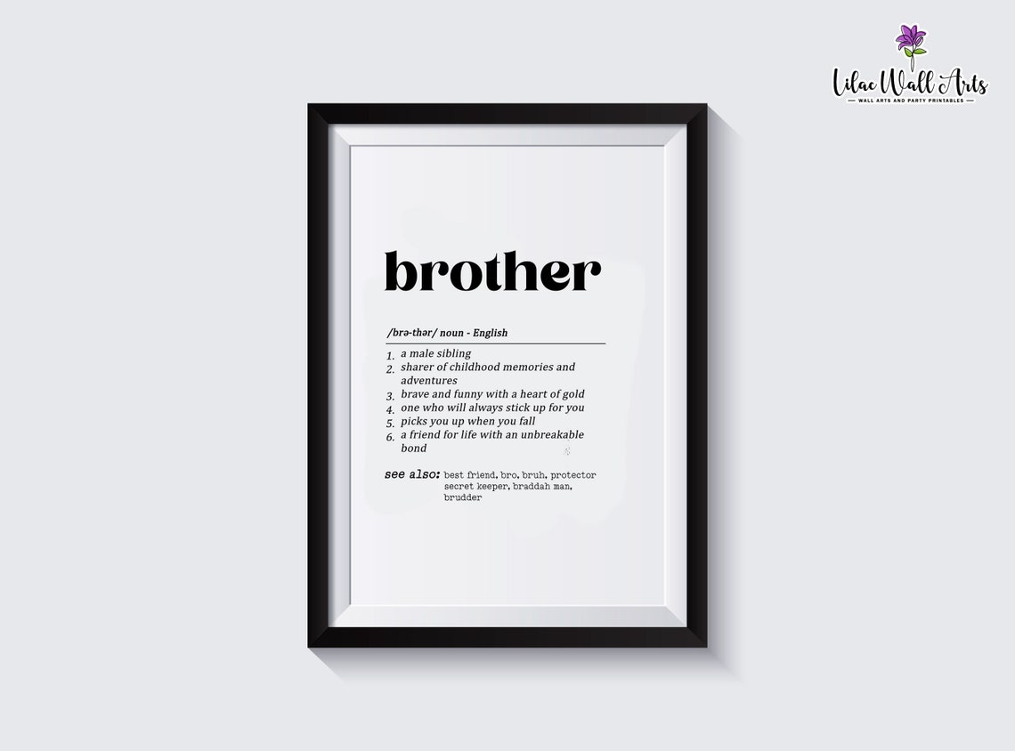 Brother Definition Heartfelt Gift for Brothers Typography Wall Art - Image 3