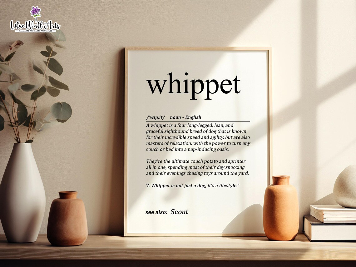 Whippet Dog Definition Art Print, Minimalist Portrait - Image 4