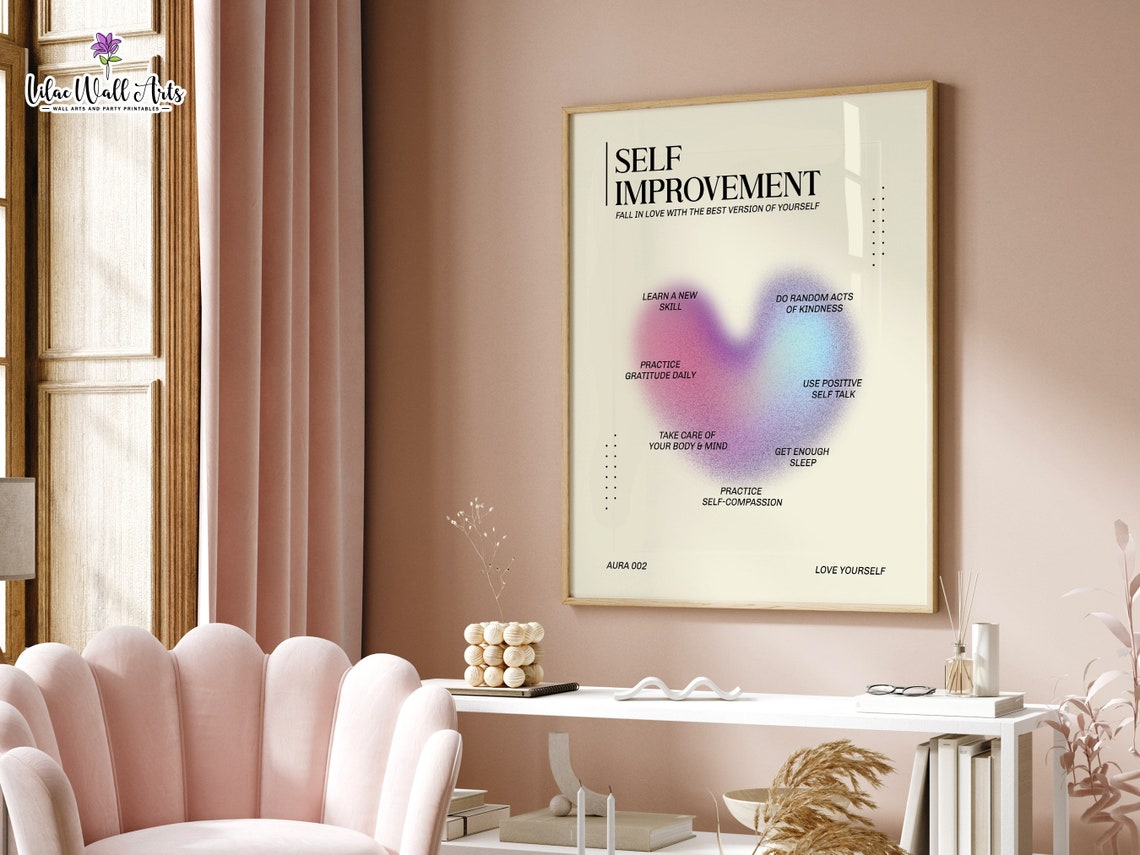 Self Improvement Purple Heart Aura List Daily Positive Mindset Poster - Image 4