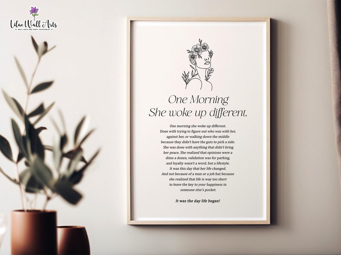One Morning She Woke Up Different Empowering Woman Quote Art Poster - Image 5