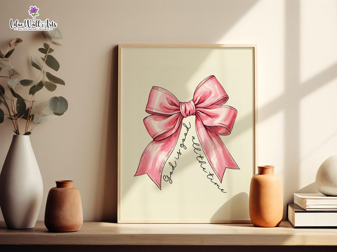 God Is Good All The Time Pink Bow Coquette Christian Faith Poster - Image 3