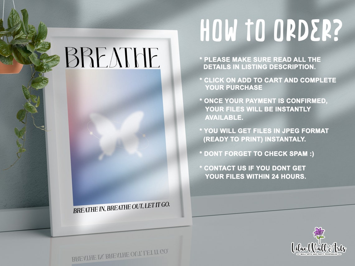 Breathe Butterfly Blue Aura Breathe In Breathe Out Let It Go Poster - Image 4