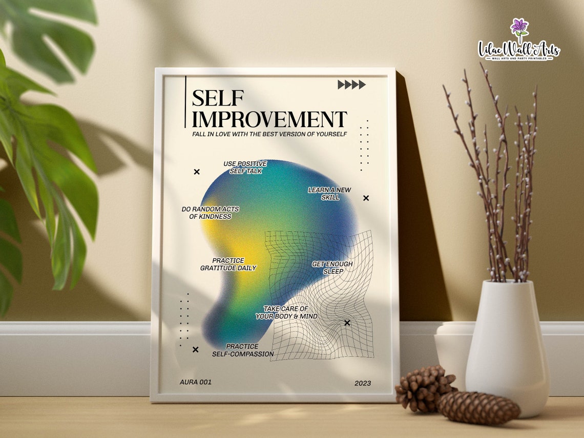 Self Improvement Blue Green Aura Gradient Personal Growth Quote Poster - Image 6