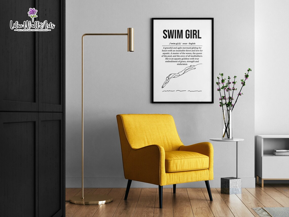 Swim Girl Definition Art, Sports Team Print - Image 2