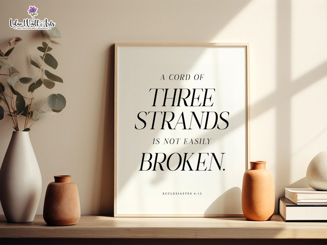 A Cord Of Three Strands Ecclesiastes 4:12 Wedding Verse Poster Art - Image 3