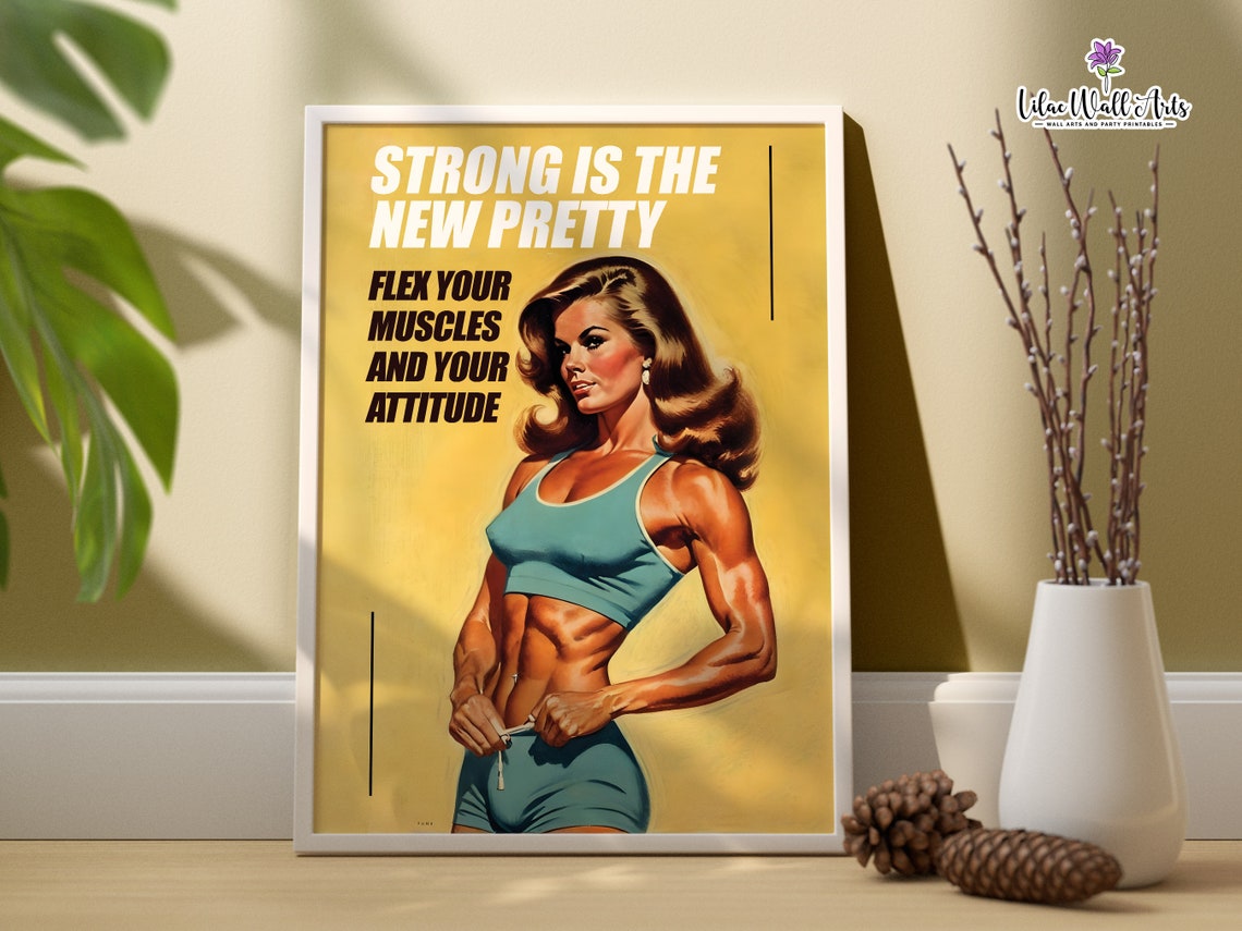 Retro Gym Print Gym Girl Gifts Home Gym Sign Gym Motivation Gym Fitness Wall Art Exercise Wall Art Fitness Studio Gym Art Work - Image 3