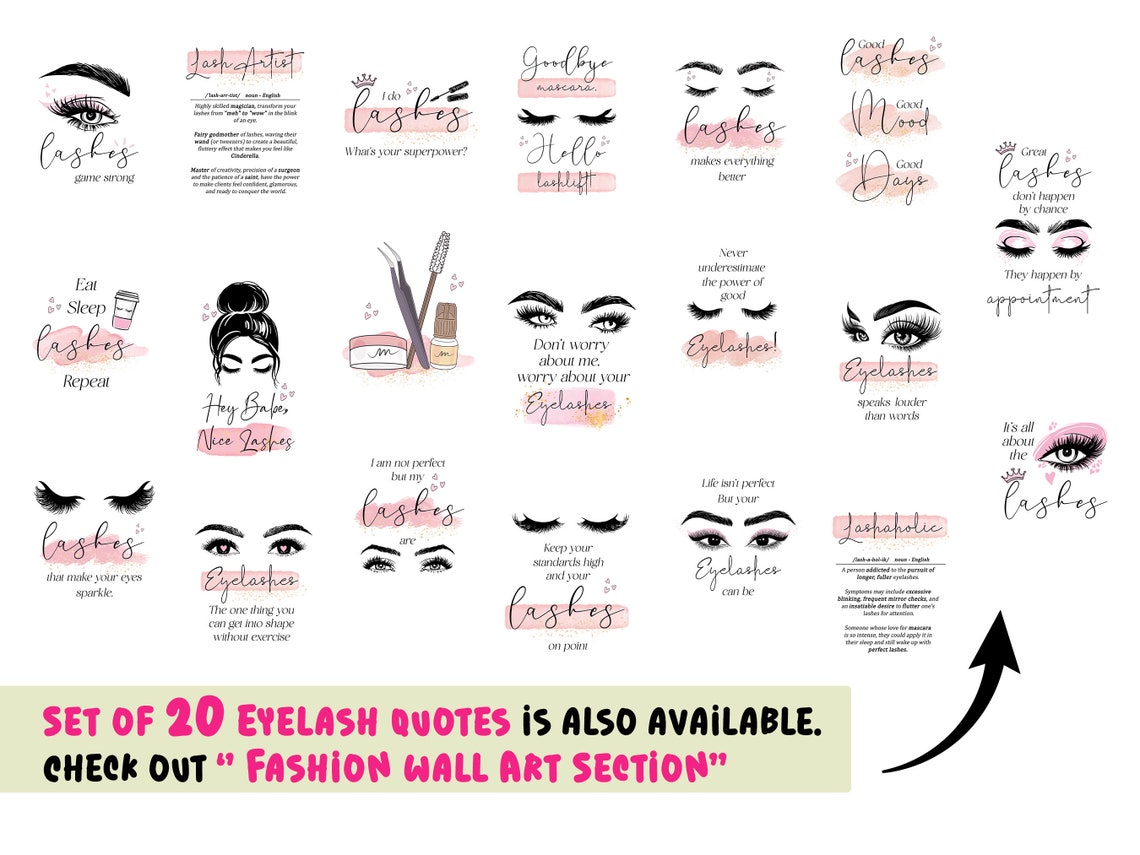 Eat Sleep Lashes Repeat Poster Beauty Salon Lash Tech Wall Decor - Image 2
